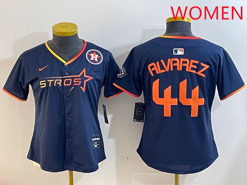 Women Houston Astros #44 Alvarez Drak Blue Three generations Joint Name 2025 Nike MLB Jersey style 41011